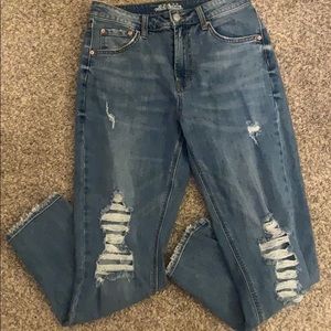 high waisted ripped mom jeans